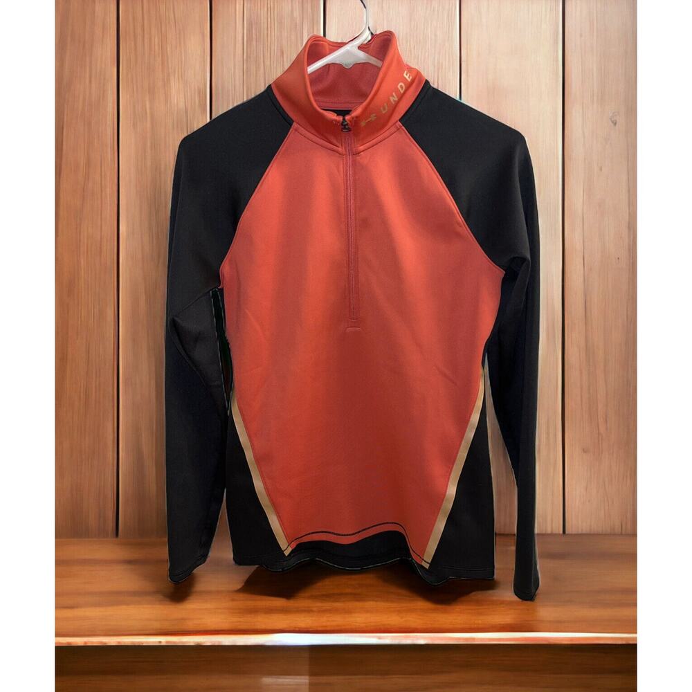 Under Armour Cold Gear Half‎ Zip Fitted Pullover Size S Black Rust Copper